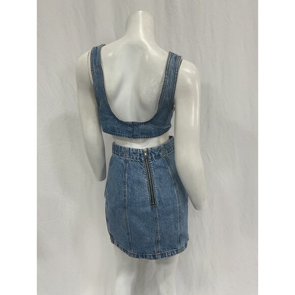 Grlfrnd 'Vivi' Blue Cotton Cut Out Tank Dress Size XS - Picture 3 of 5
